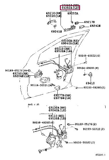 6920252010 Toyota Корпус ручки двери