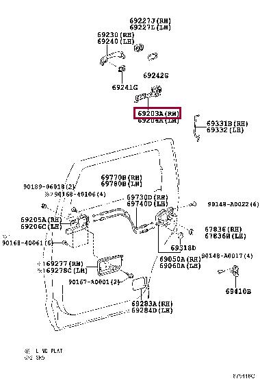 692030C010 Toyota Корпус ручки двери