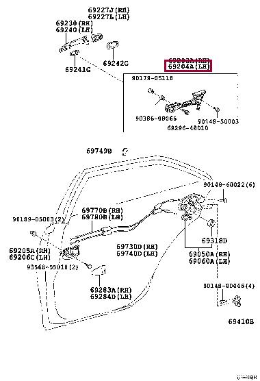 6920433030 Toyota Корпус ручки двери