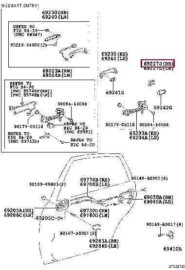 692270E020A2 Toyota Заглушка пластик задняя ручки двери справа