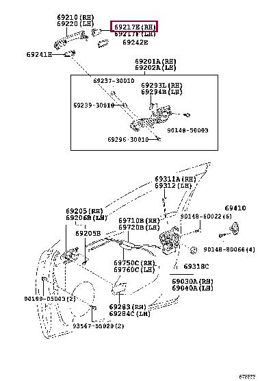6925033010C0 Toyota Ручка двери