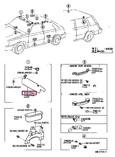 743101628008 Toyota Козырек солнцезащитный
