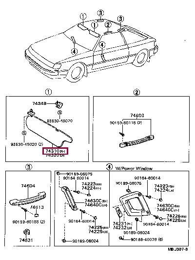 743102049003 Toyota Козырек солнцезащитный