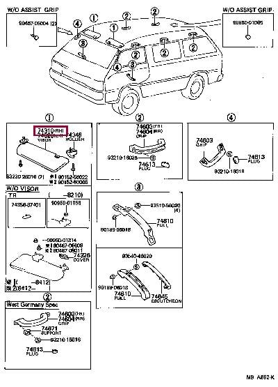 7431095714 Toyota Козырек солнцезащитный