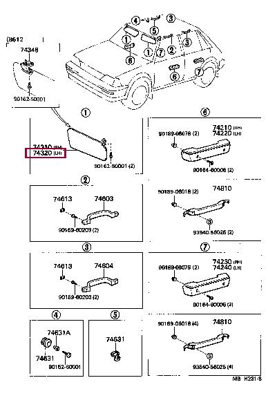 743201009008 Toyota Козырек солнцезащитный