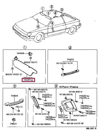 743202041003 Toyota Козырек солнцезащитный