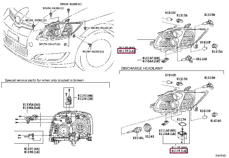 Основная фара Тойота: 8107002530 Toyota Фара основная