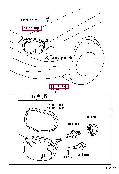 Передняя фара Тойота: 811101E380 Toyota Фара основная