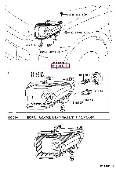 8115042220 Toyota Фара основная