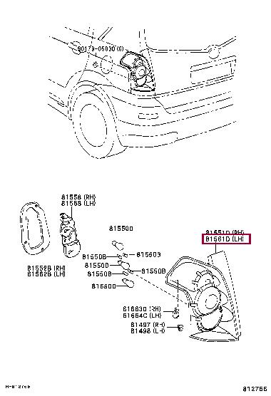 815610F050 Toyota Фонарь задний