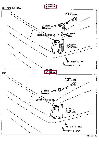 8162012201 Toyota Підсвітка салону