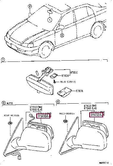 8790905011 Toyota Зеркало наружное заднего вида
