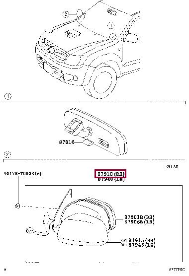 879100K082 Toyota Зеркало наружное заднего вида