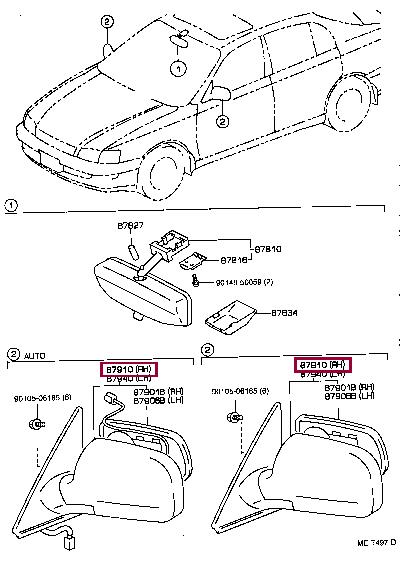 879102B590 Toyota Зеркало наружное заднего вида