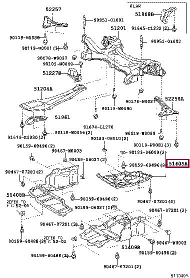 514050F010 Toyota Cover sub-assy, engine under, no.1