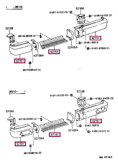 5210790K03 Toyota Бампер задний
