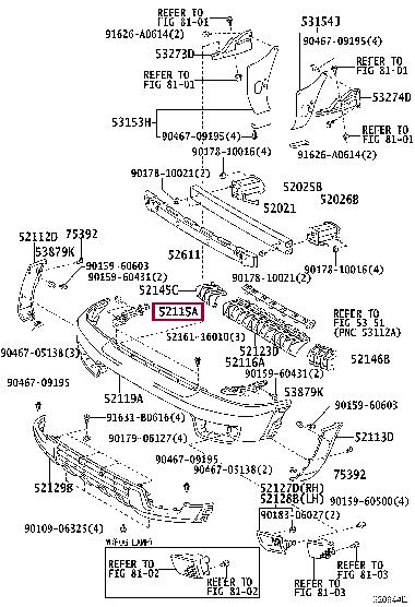 5211535100 Toyota Кронштейн бампера переднего
