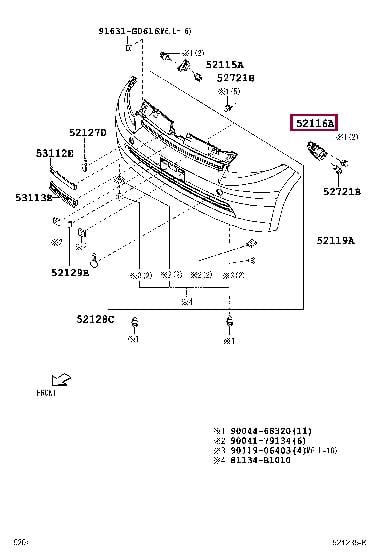 52116B1010 Toyota Кронштейн бампера