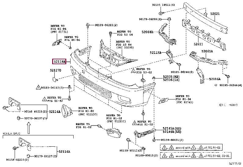 Toyota 52119-33927 Бампер передний 5211933927: Отличная цена - Купить в Украине на EXIST.UA! 5211933927 Toyota Бампер передний