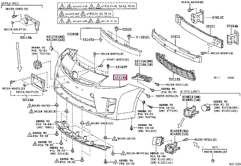 Toyota 52119-47918 Бампер передній 5211947918: Приваблива ціна - Купити в Україні на EXIST.UA! 5211947918 Toyota Бампер передній