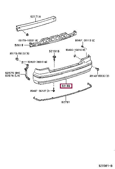 5215933908 Toyota Бампер задній
