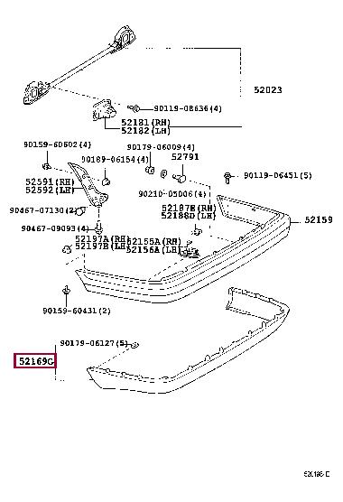 5216912090 Toyota Бампер задній
