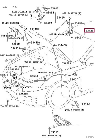 5342053070 Toyota Петля капота, lh