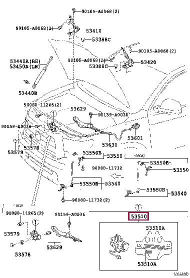 535100C040 Toyota Замок капота