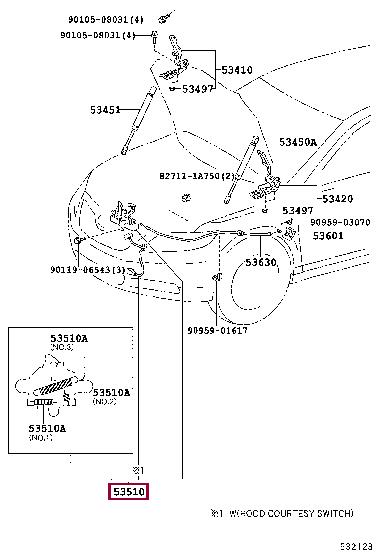 5351033270 Toyota Замок капота