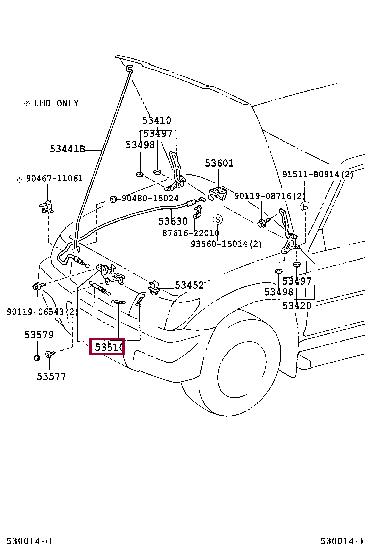 5351060091 Toyota Замок капота