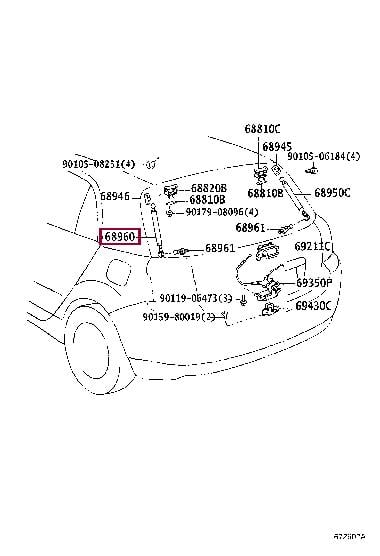 Toyota 68960-02032 Амортизатор багажника 6896002032: Приваблива ціна - Купити в Україні на EXIST.UA! 6896002032 Toyota Амортизатор багажника