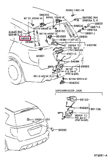 Toyota 68960-02041 Амортизатор багажника 6896002041: Приваблива ціна - Купити в Україні на EXIST.UA! 6896002041 Toyota Амортизатор багажника