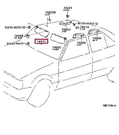 743101245108 Toyota Козырек солнцезащитный