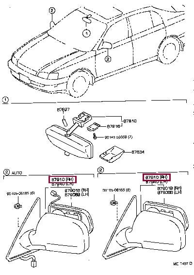 879102B600 Toyota Зеркало наружное заднего вида