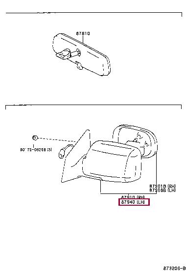 Toyota 87940-52101 Зеркало наружное заднего вида 8794052101: Отличная цена - Купить в Украине на EXIST.UA! 8794052101 Toyota Зеркало наружное заднего вида