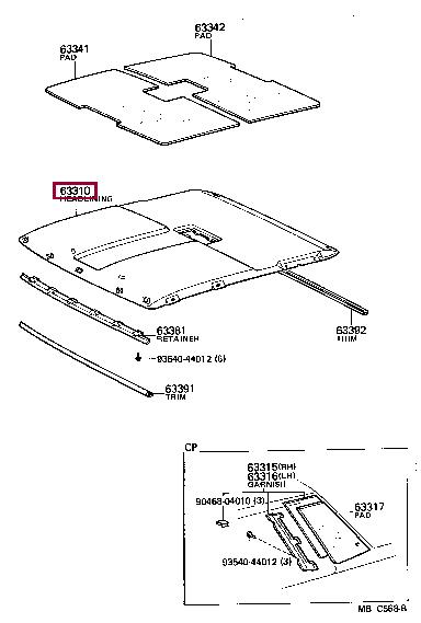 633101445018 Toyota Обшивка даху