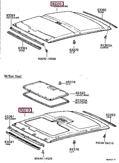 633101602003 Toyota Обшивка крыши