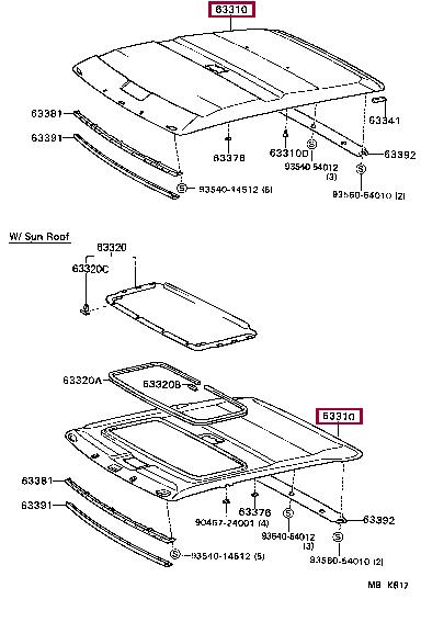 633101620008 Toyota Обшивка крыши