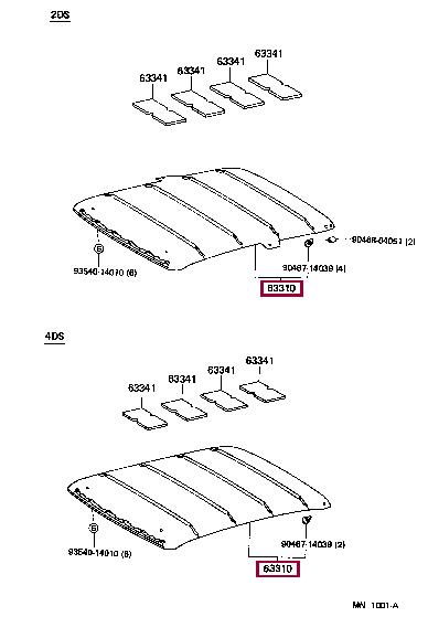 6331016330J0 Toyota Обшивка крыши
