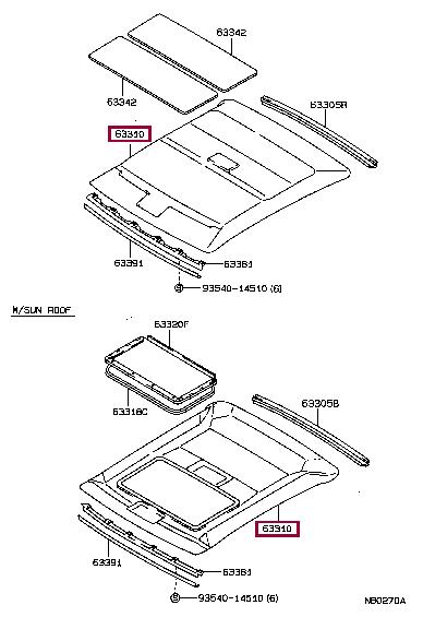 633101A080B1 Toyota Обшивка крыши