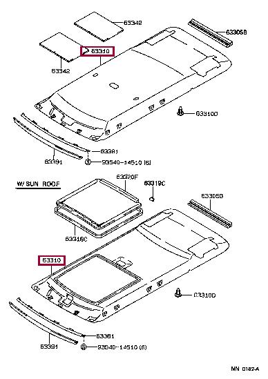 633101A12003 Toyota Обшивка даху