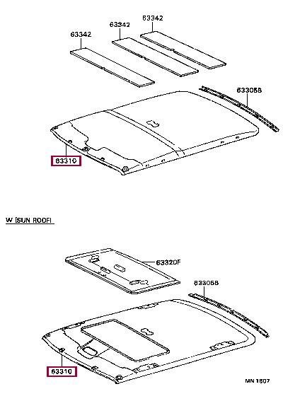 633101A350B1 Toyota Обшивка крыши