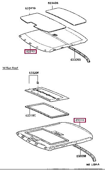 633102057003 Toyota Обшивка даху