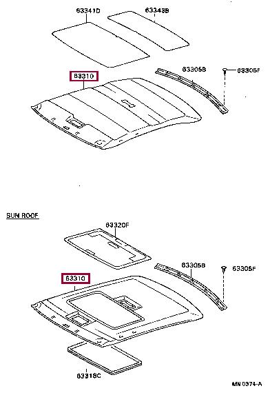 633102B16004 Toyota Обшивка крыши