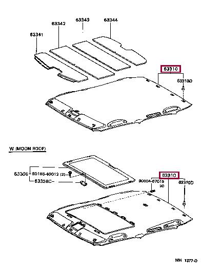6331030620B0 Toyota Обшивка крыши