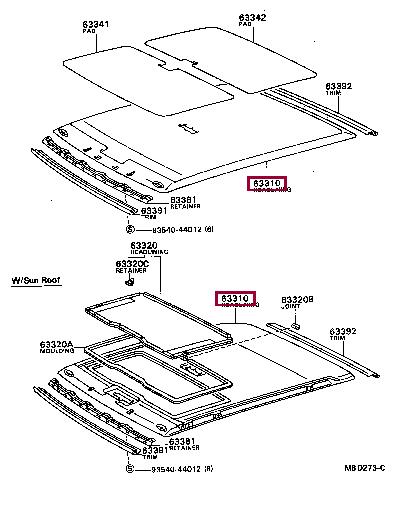 633103210003 Toyota Обшивка даху