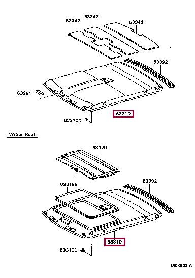 633103216003 Toyota Обшивка даху