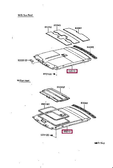 633103228003 Toyota Обшивка даху