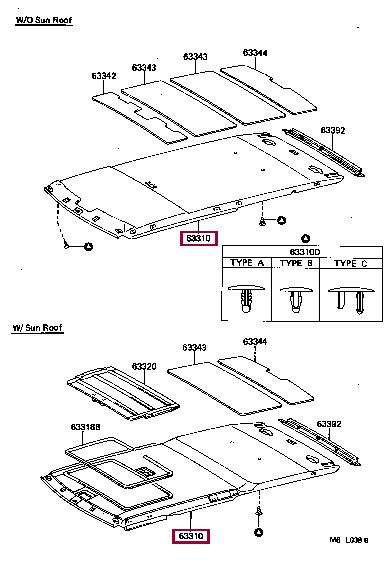 633103232003 Toyota Обшивка крыши