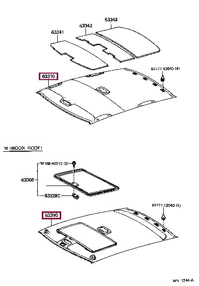 633103311012 Toyota Обшивка даху